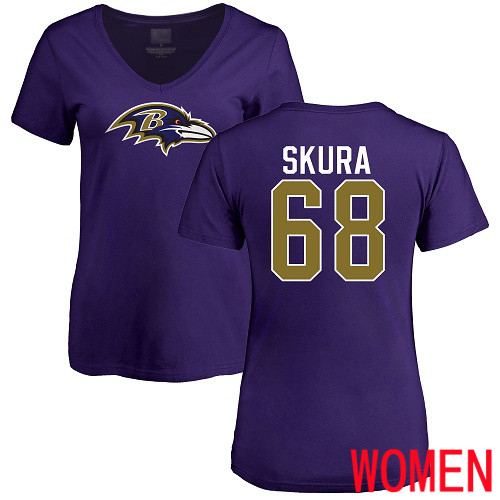 Baltimore Ravens Purple Women Matt Skura Name and Number Logo NFL Football #68 T Shirt->baltimore ravens->NFL Jersey
